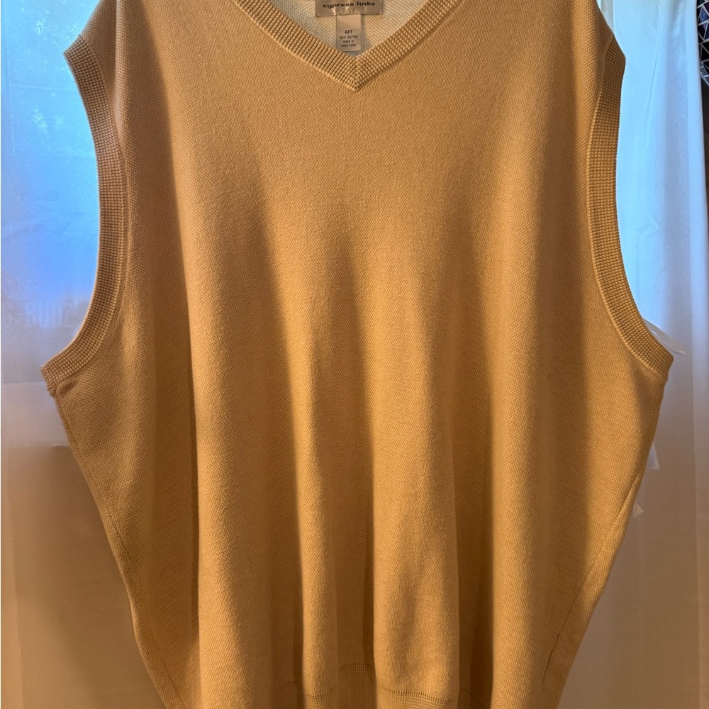 Cypress Links Beige V-Neck Sweater Vest